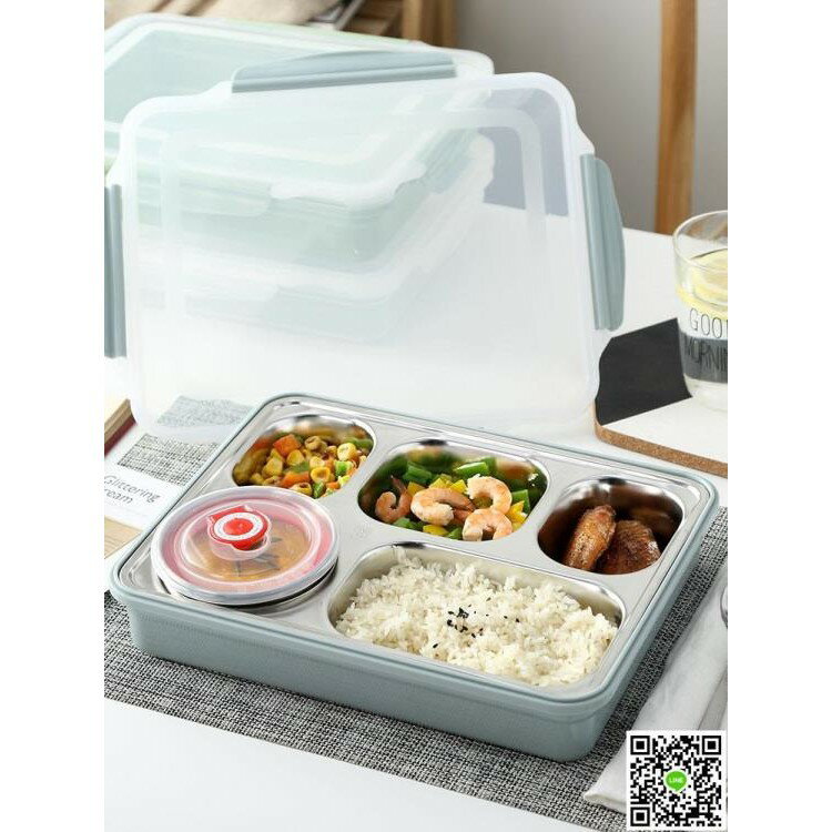 便當盒 日式304不銹鋼韓國保溫飯盒成人便當快餐大容量學生餐盤分格帶蓋 MKS