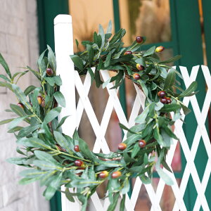 北歐森系ins橄欖枝葉干樹枝花環客廳餐廳門飾婚禮裝飾花環頭飾