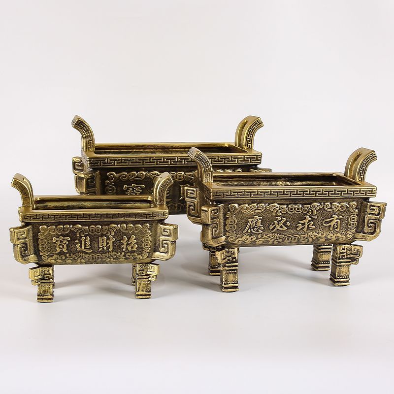 陶瓷香爐上香家用仿古銅四足招財方鼎香爐室內上香寺廟外供奉香爐c8072