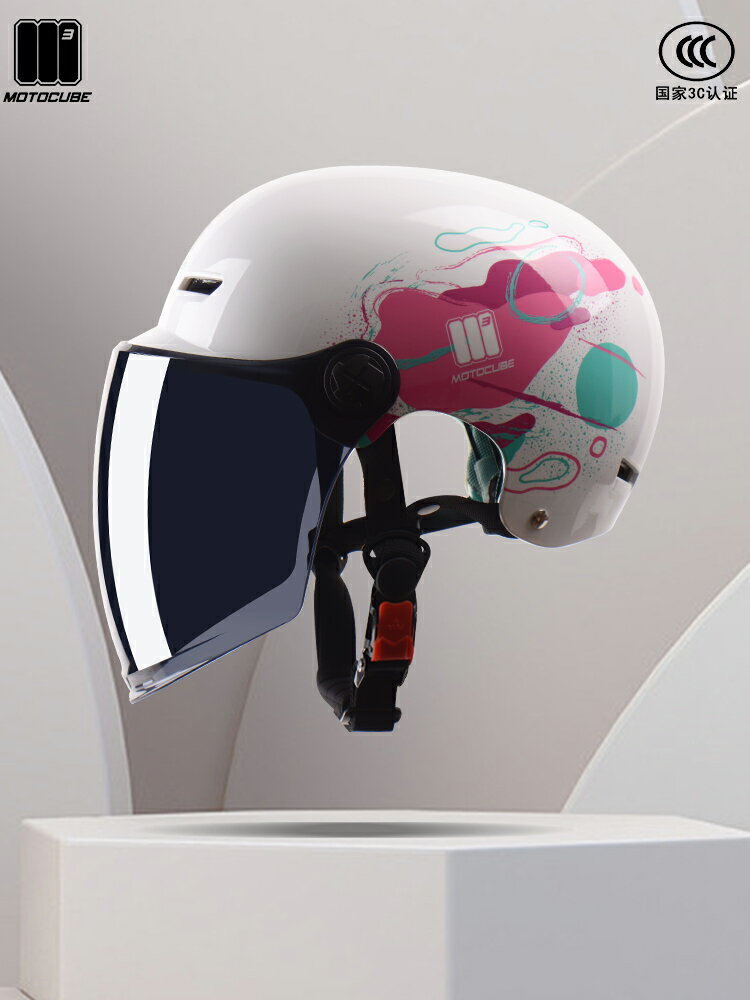 3C認證國標野馬摩托立方電動車頭盔女夏季防曬半盔男騎行安全帽