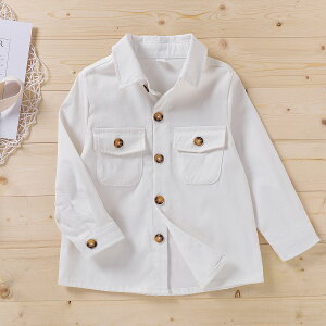 中國大陸A類年男女寶寶韓版洋氣白色長袖單排扣襯衣廠家直銷