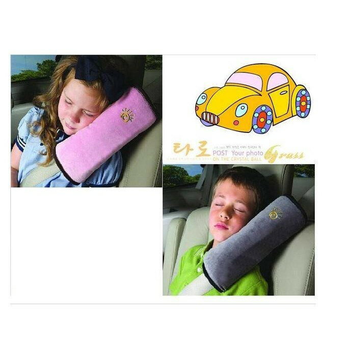 寶貝屋 兒童汽車用品安全帶套護肩枕 車用可愛加長加厚毛絨睡覺枕頭車飾 車用安全護枕 兒童安全帶護