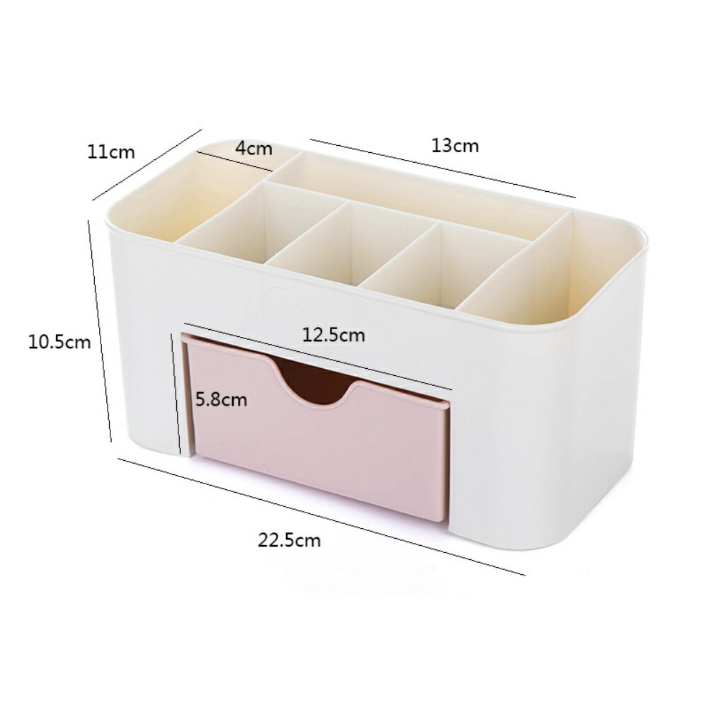 【漫格子】簡約桌面化妝抽屜式收納盒 摺疊棉麻手提收納籃 多功能收納盒 桌面收納盒 5