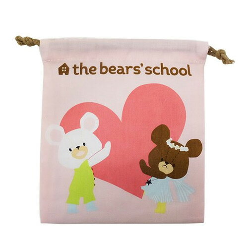 粉紅款【日本進口正版】小熊學校 帆布束口袋 收納袋 抽繩束口袋 the bear's school - 425104