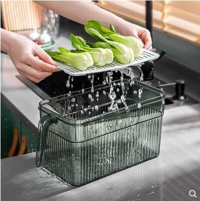 廚房用品~廚房冰箱專用收納盒帶手柄保鮮盒食品級整理神器透明塑膠儲物盒子 雙11全館免運