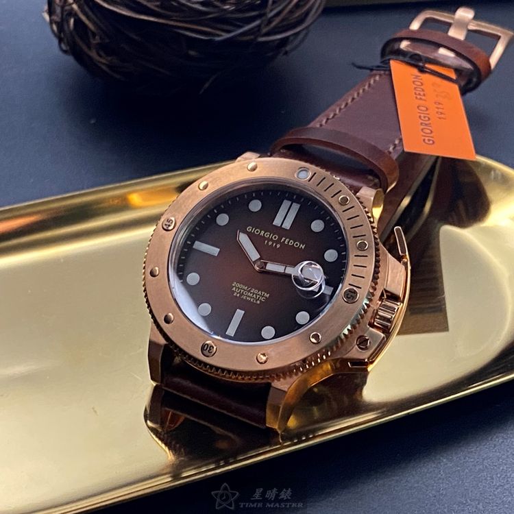 點數9%★GiorgioFedon1919手錶,編號GF00026,44mm玫瑰金圓形精鋼錶殼,古銅色潛水錶, 運動錶面,咖啡色真皮皮革錶帶款,值得珍藏好物!【APP下單享9%點數上限5000點】 1
