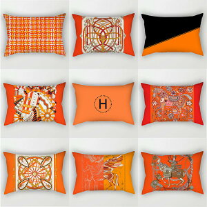 橙色簡約抱枕北歐抱枕長方形幾何雙面沙發靠背護腰裝飾多功能睡覺