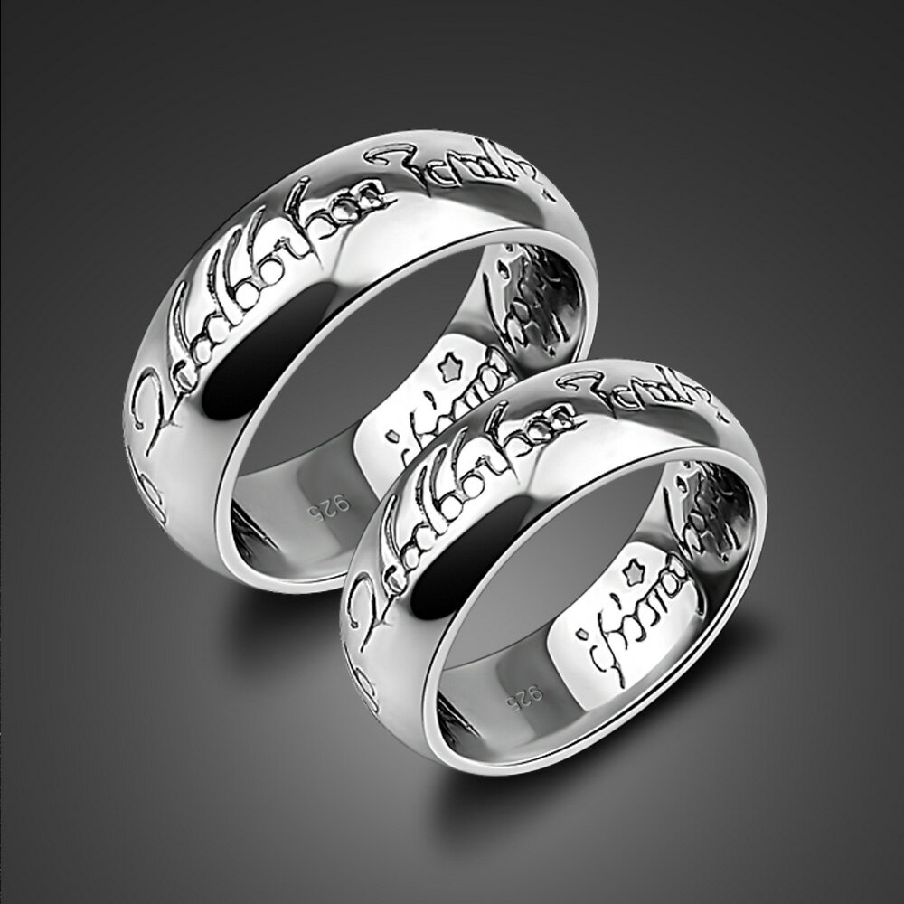 S925純銀戒指男女款單身食指指環王同款泰銀魔紋戒子個性情侶指環
