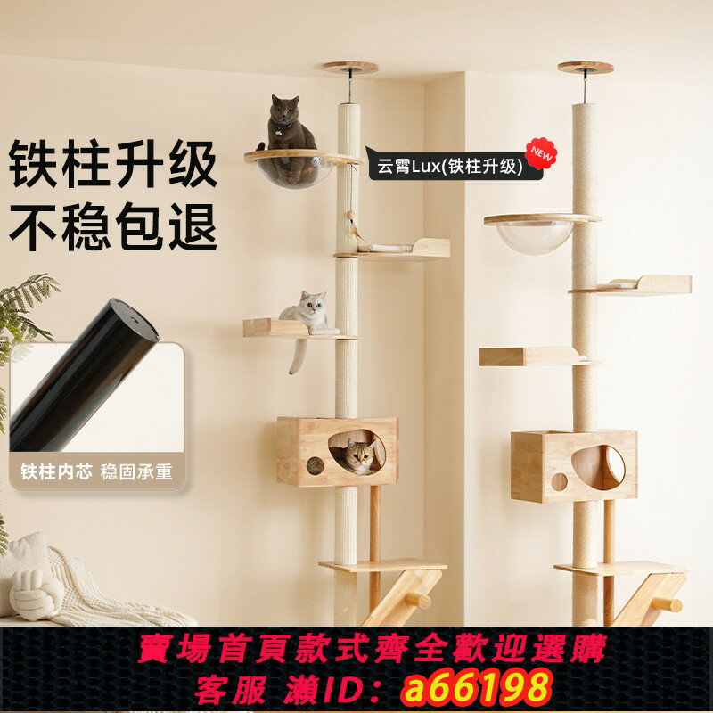 【臺灣公司 可開發票】獸牌雲霄貓爬架通天柱頂天立地高層不佔地方實木靠墻佔地小貓爬柱