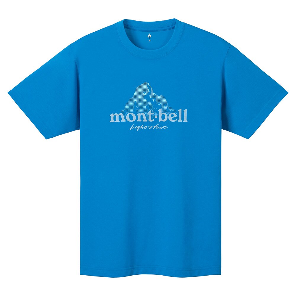 ├登山樂┤日本 mont-bell WIC. T-SHIRT 男透氣排汗短袖 亮藍 LOGO山 # 1114471SPBL