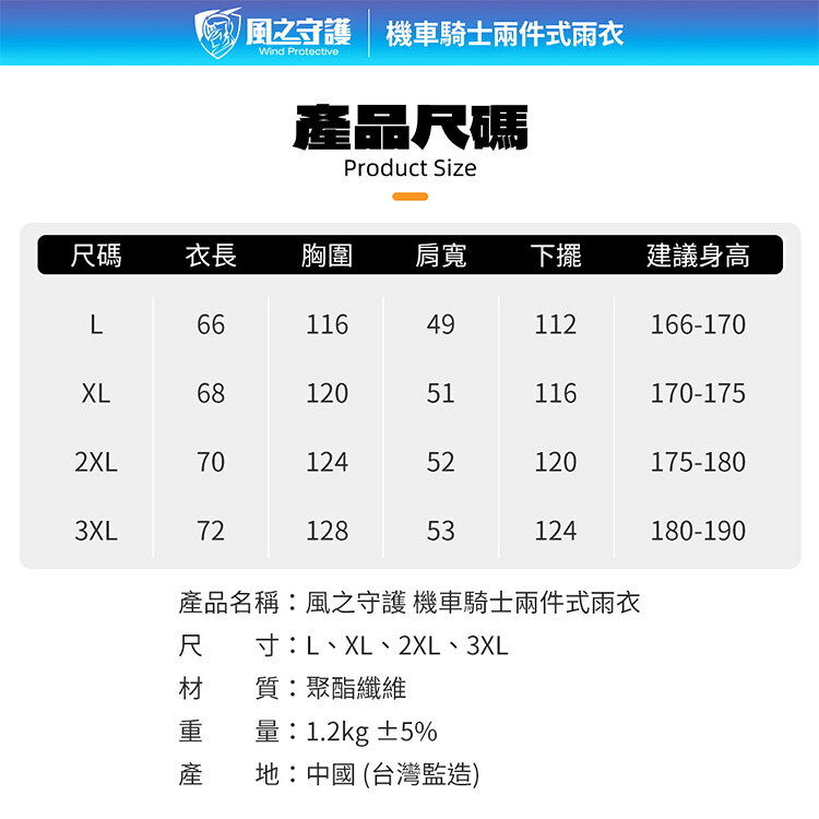 【風之守護】機車騎士-兩件式雨衣 (雨衣風衣兩用 四層防水設計 透氣不悶熱 附收納袋) 0