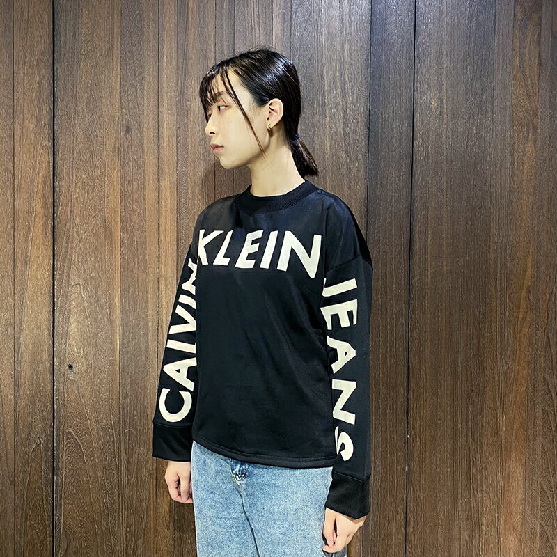 美國百分百【全新真品】Calvin Klein 大學T 刷毛 女款 CK 上衣 長袖T恤 logo 白色 I537