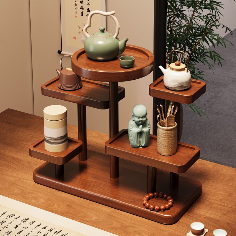公司貨附發票 桌面茶杯收納置物架子小型博古架實木中式紫砂壺茶具茶葉擺件展示 最低價 快速出貨