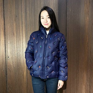 美國百分百【全新真品】Ralph Lauren 羽絨外套 連帽 青年版 RL 小馬 滿版 POLO 夾克 深藍 CS42