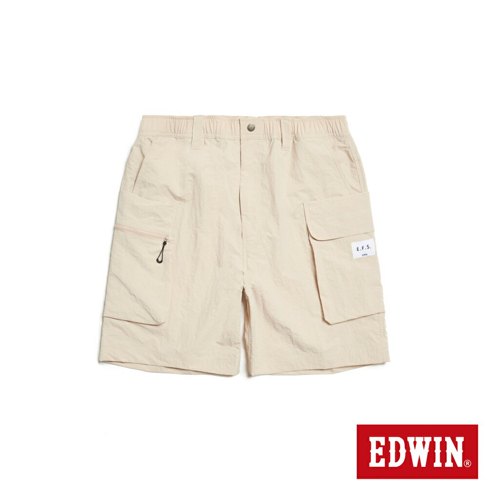 EDWIN 男款 EFS 大寬版大貼袋休閒短褲 (淺卡其)
