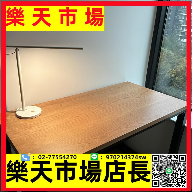 實木電腦桌簡約現代鐵藝辦公桌家用工作臺黑胡桃木餐桌書桌會議桌