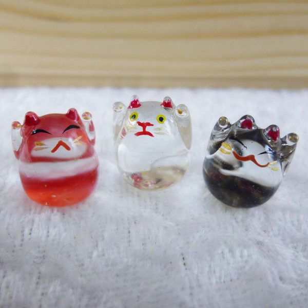 【震撼精品百貨】招財貓 招き貓 透明迷你小擺飾 透明/紅/黑【共3款】 震撼日式精品百貨