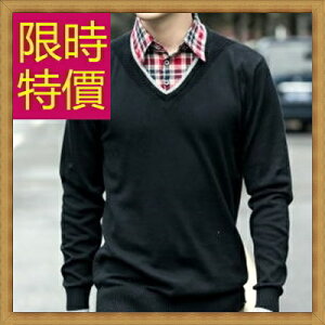 毛衣 長袖襯衫-假兩件造型針織羊毛男上衣3色59ac27【獨家進口】【米蘭精品】
