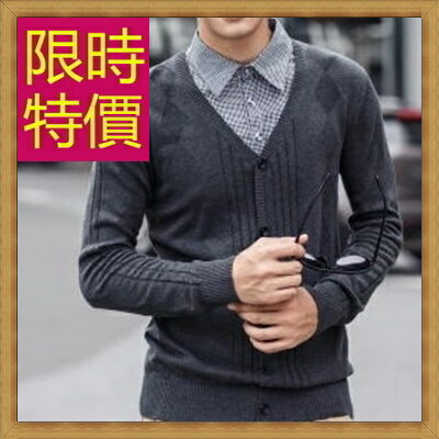 毛衣 長袖襯衫-假兩件造型針織羊毛男上衣2色59ac36【獨家進口】【米蘭精品】