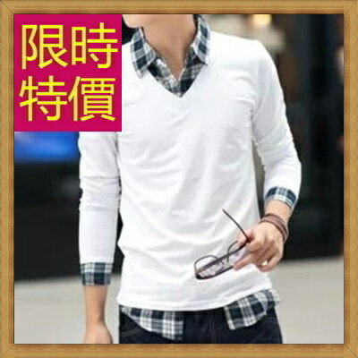 毛衣 長袖襯衫-假兩件造型針織羊毛男上衣3色59ac6【韓國進口】【米蘭精品】