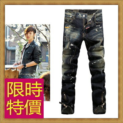牛仔褲 單寧長褲-直筒個性男褲子1色59i36【獨家進口】【米蘭精品】