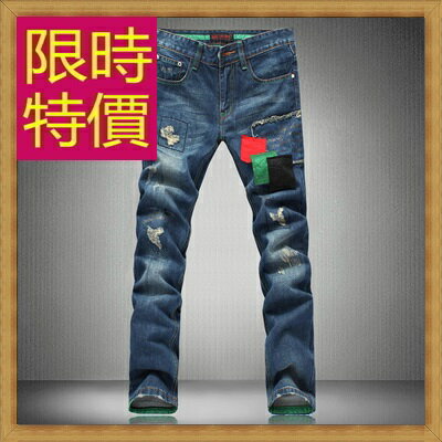 牛仔褲 單寧長褲-直筒個性男褲子1色59i38【獨家進口】【米蘭精品】