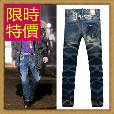 牛仔褲 單寧長褲-直筒個性男褲子1色59i43【獨家進口】【米蘭精品】