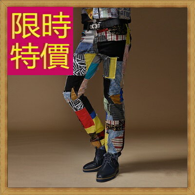 牛仔褲 單寧長褲-直筒個性男褲子1色59i49【獨家進口】【米蘭精品】