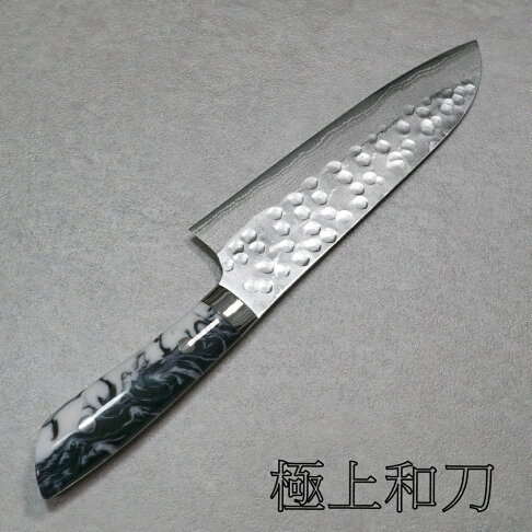 佐治武士 手工壓克力樹脂刀柄-黑白斑馬紋 積層槌目 三德刀 菜刀 萬用刀 180mm 【極上和刀】【日本高品質菜刀】【領券滿額再折千9/30止 ...