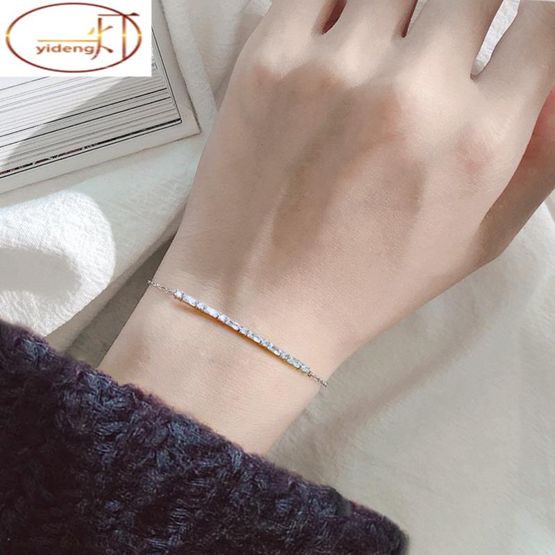 韓版氣質方鉆竹節手鏈水晶鉆手環設計冷淡風微鑲鋯石