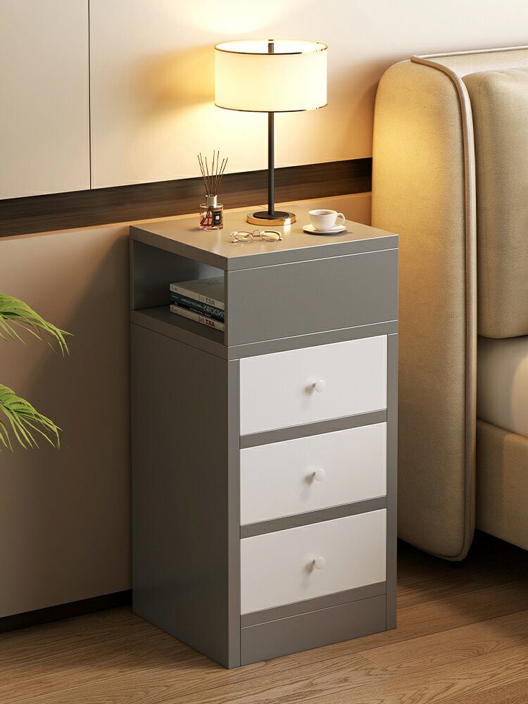 極窄床頭柜現代簡約臥室家用簡易小型床邊儲物柜抽屜柜桌下置物架/床頭櫃/儲物櫃/收納櫃/置物櫃/小櫃子/邊櫃/櫃子