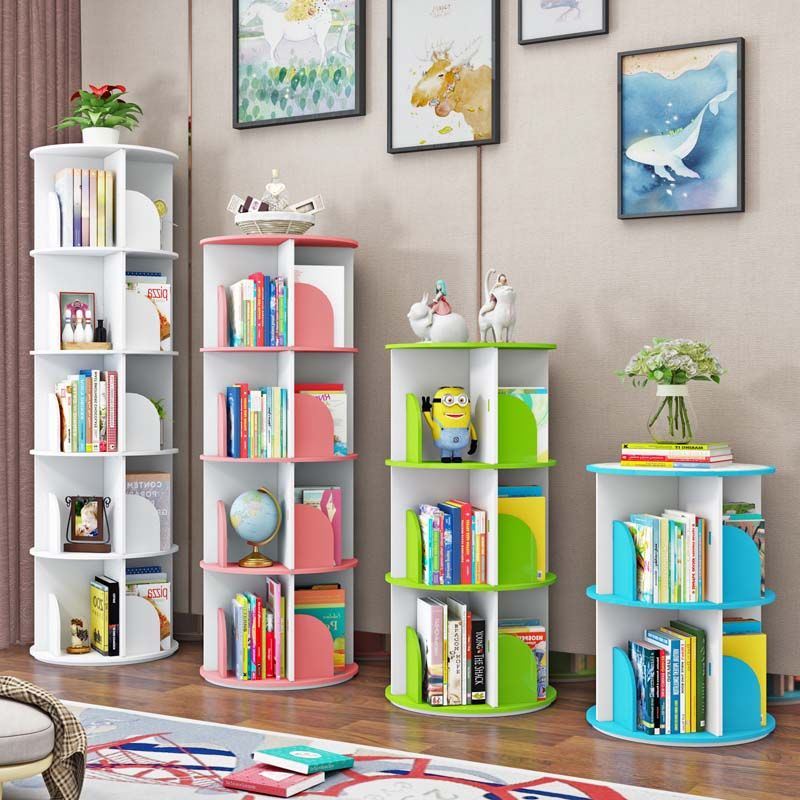 免運 落地旋轉書架 書柜簡約收納兒童落地多層置物架多功能360度旋轉創意書架書柜
