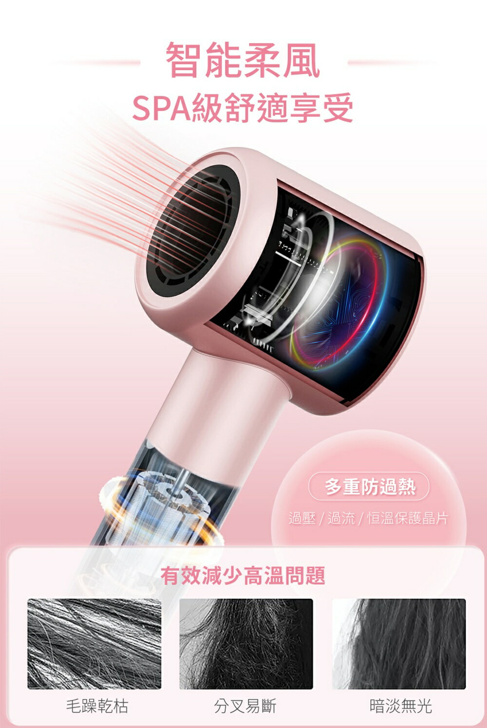 【原廠公司貨 專業級負離子吹風機 】美國 WHALL 負離子 吹風機 WD-901 自動冷熱 2024年最夯款 磁吸式吹嘴 8