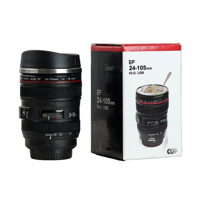 【日本代購】不鏽鋼相機EF24-105mm咖啡鏡頭杯白黑咖啡杯創意禮物咖啡杯canecas tazas vaso caf