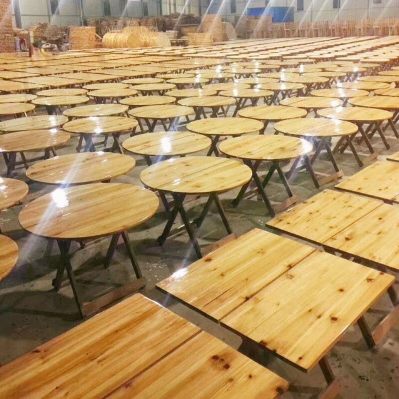 免運 可開發票 折疊桌戶外吃飯擺攤餐桌燒烤圓桌實木折疊桌子小戶型簡易便攜式方桌家用