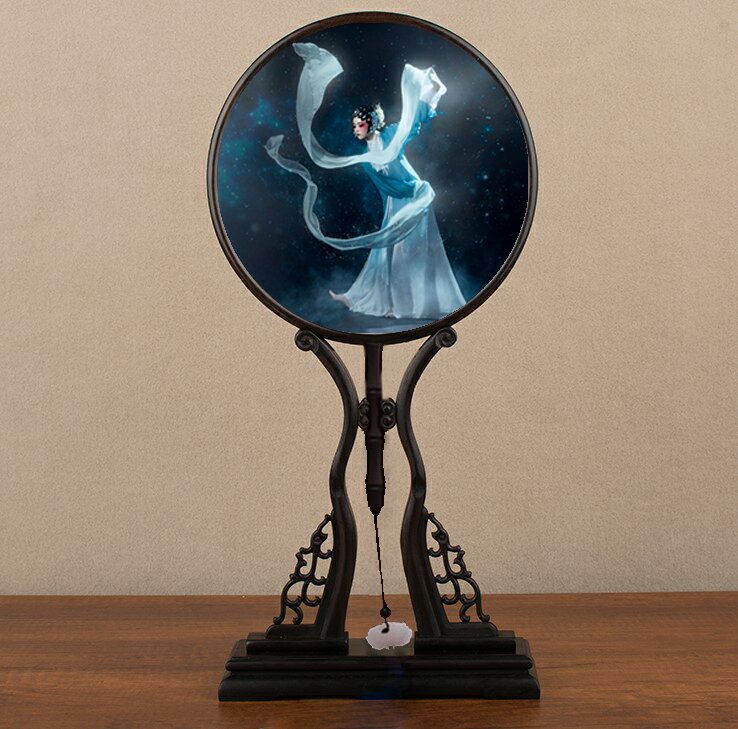 定制10寸 圓形照片宮扇形  復古雙面相片擺件 古風擺臺相框畫框 2