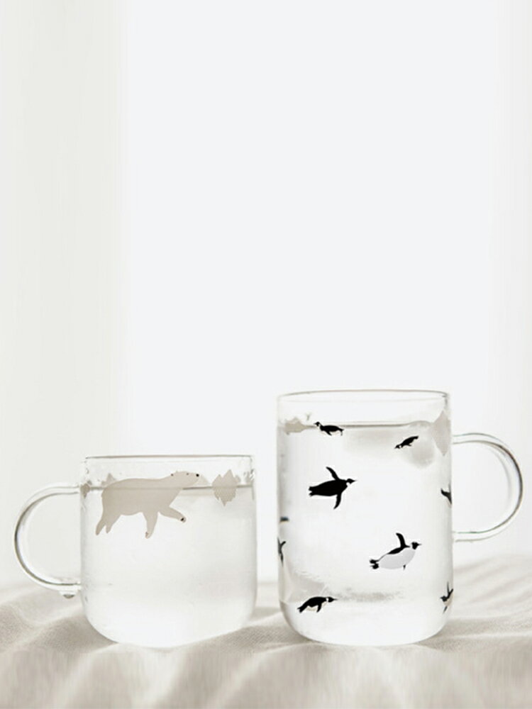 網紅企鵝杯少女ins家用玻璃杯玻璃水杯杯子創意潮流牛奶杯可愛
