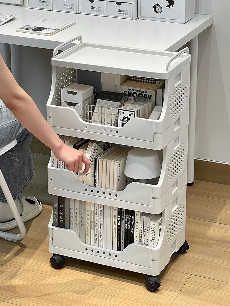 免運 工廠現貨 辦公室收納 桌下收納架 置物架 書櫃 可移動書架桌下小推車置物架帶輪落地多層書柜辦公桌文件收納架子特惠/開立發票 全館八折 售後保障 特價出 zz1218 5