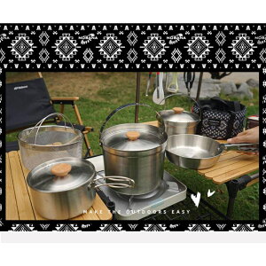 NOBANA 5件式不鏽鋼湯鍋 不銹鋼鍋具 露營不鏽鋼鍋具 不鏽鋼煎鍋 不鏽鋼平底鍋 不銹鋼平底鍋 不銹鋼湯鍋