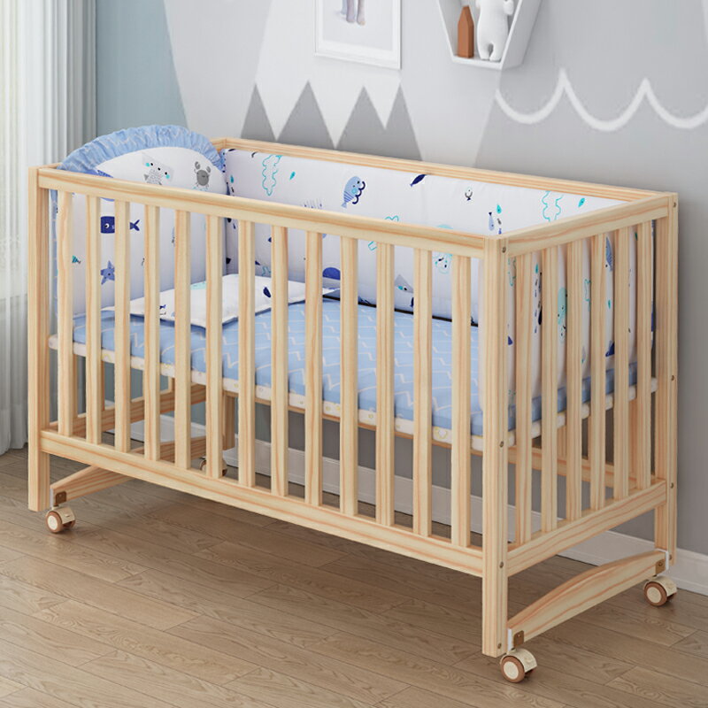 牧童坊嬰兒床拼接大床實木bb床新生兒兒童床可移動搖籃床寶寶床