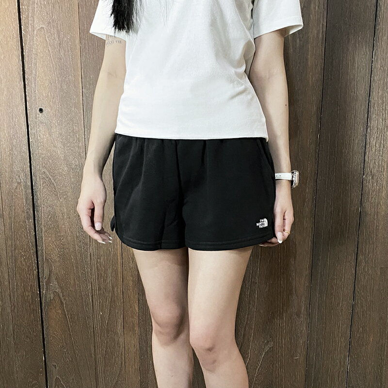美國百分百【全新真品】The North Face 短褲 棉質 鬆緊 女款 TNF 短棉褲 logo 素面 黑色 DD54