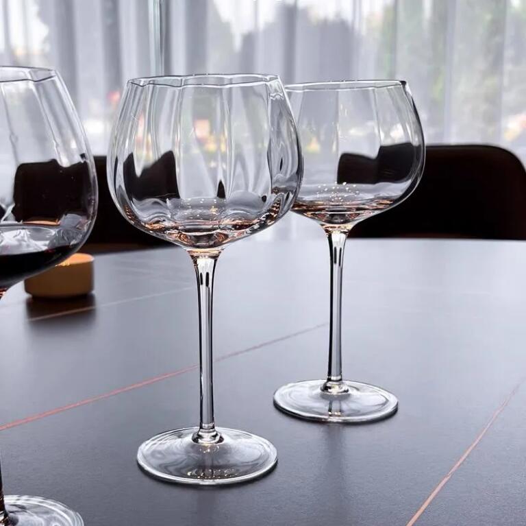 南瓜紋理紅酒杯歐式水晶玻璃高腳杯酒具套裝家用幾何紅酒醒酒器【繁星小鎮】P