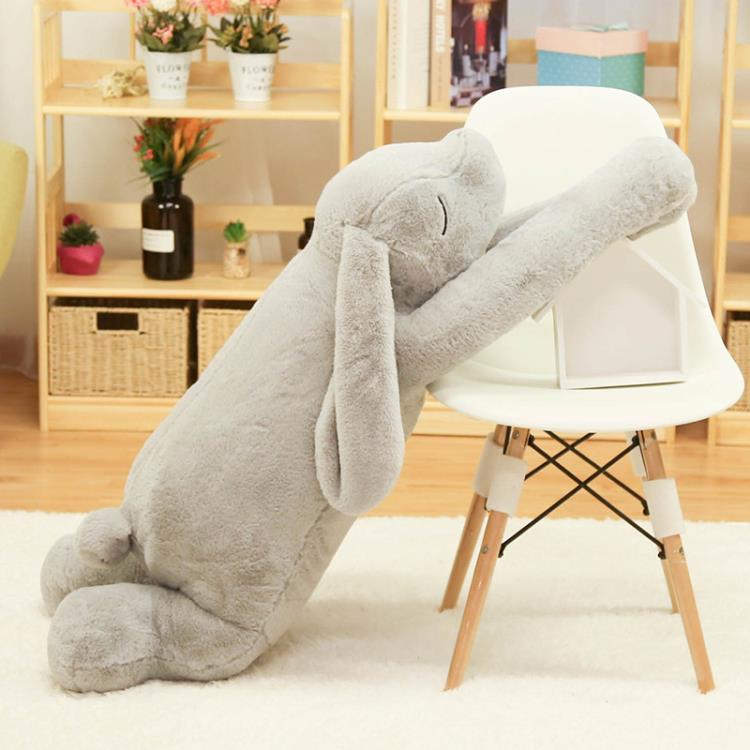 可愛長型兔子玩偶毛絨玩具抱著睡覺床上夾腿長條靠墊抱枕公仔女孩