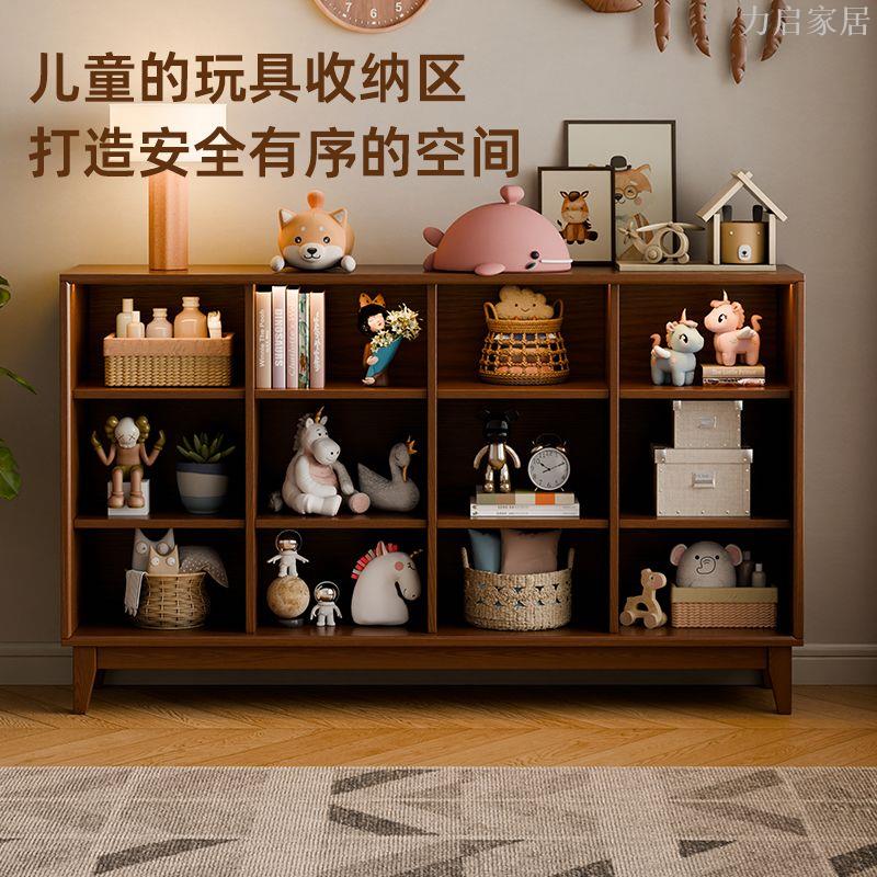 實木書櫃儲物櫃自由組合書架現代小戶型多層收納櫃透明落地矮書櫃