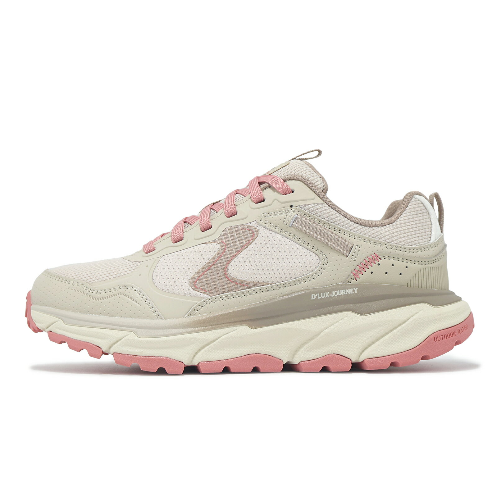 Skechers 休閒鞋 D Lux Journey 女鞋 卡其 粉 RELAXED FIT 綁帶 緩衝 厚底 戶外 180223NTPK