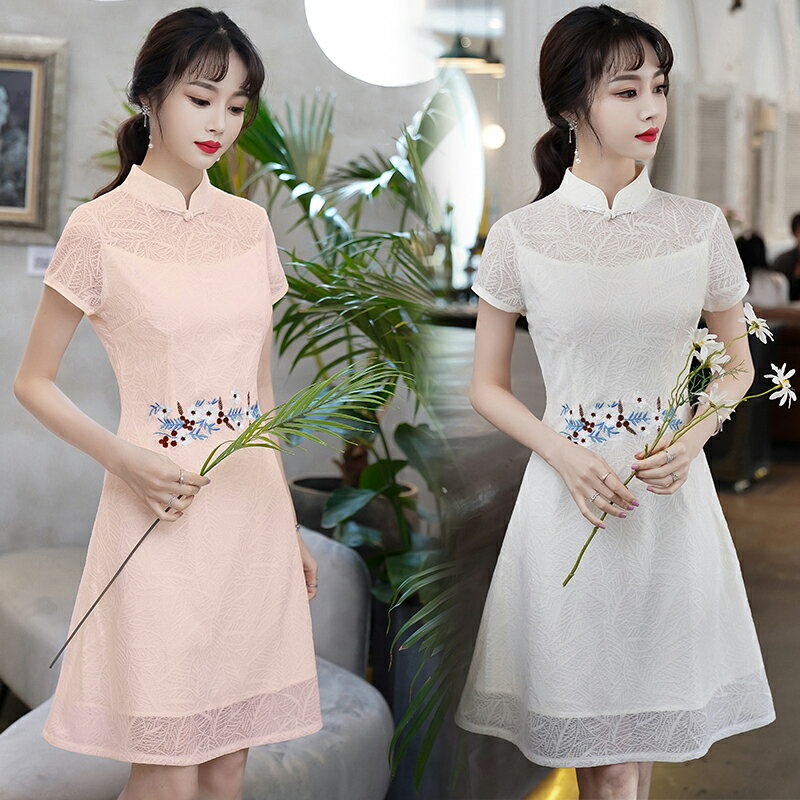 夏季新款中國風文藝年輕款少女改良旗袍復古刺繡連衣裙顯瘦