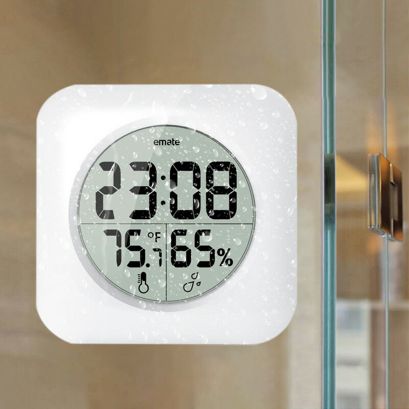 吸盤浴室鐘表防水帶濕度溫度計衛生間廁所廚房臥室迷你電子小掛鐘