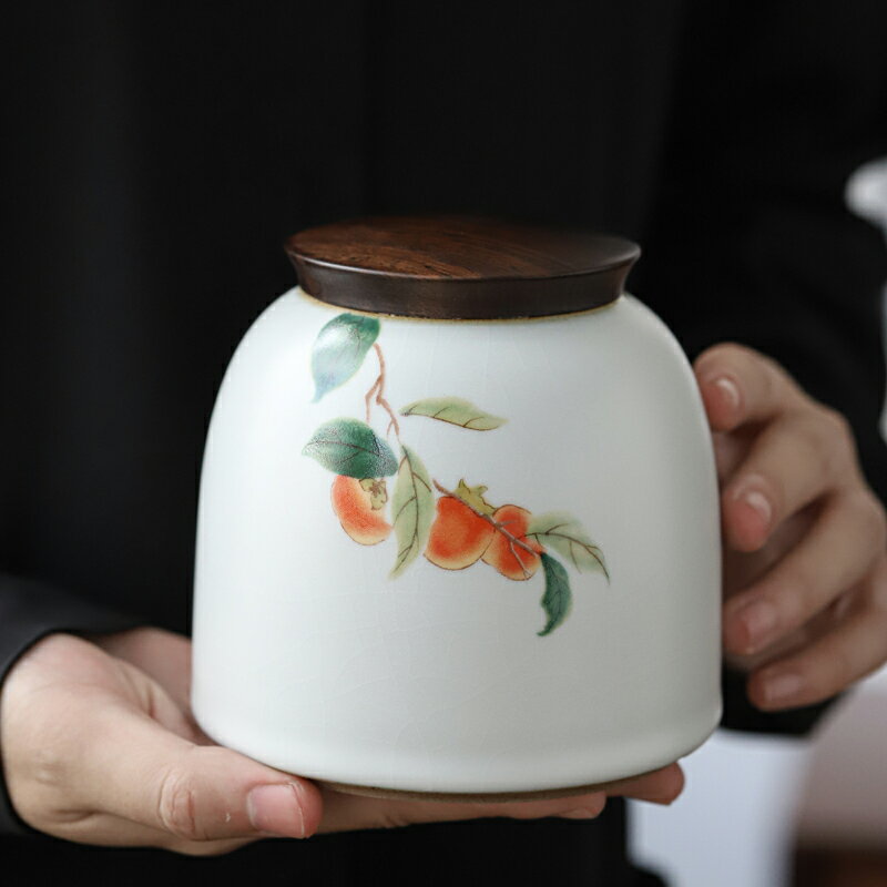 汝窯茶葉罐復古中國風景德鎮精品高檔陶瓷儲茶罐密封家用中式小號