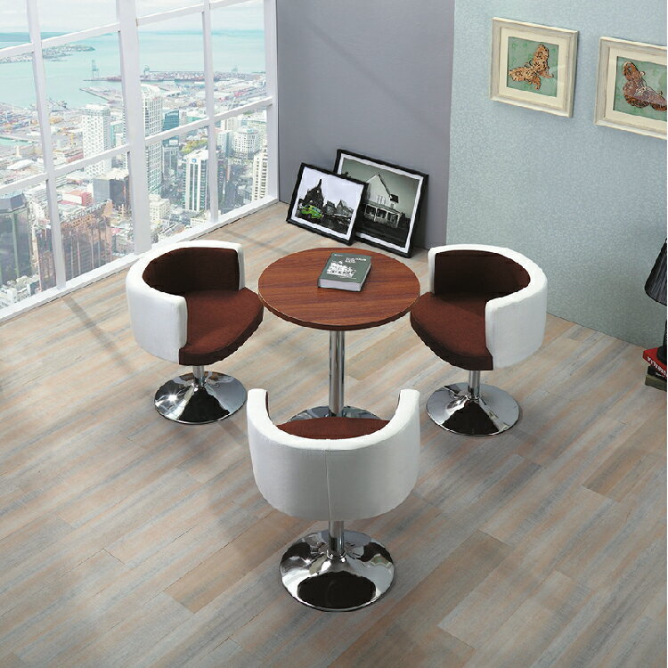 【 IS空間美學】喬巴洽談桌椅組-咖啡白皮 (2023B-335-3) 洽談桌椅/造型椅/沙發椅/茶几