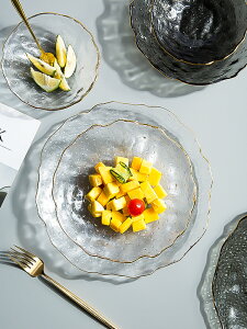 墨色北歐創意玻璃水果盤現代客廳茶幾水晶糖果盤家用零食盤沙拉碗